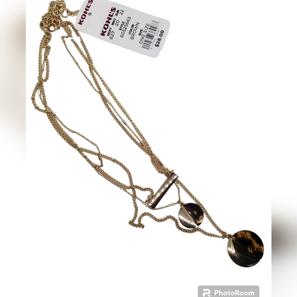 NINE WEST NWT GOLDTONED & ANIMAL PRINT PENDANT LAYERED NECKLACE - Picture 8 of 8